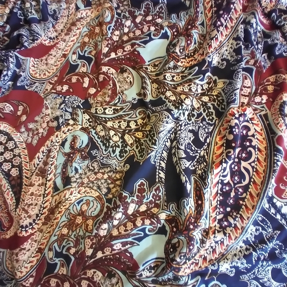 Stem & Vine Paisley Print Flared Sleeve Top Size 1X Boho Stretch Office Festival - Picture 6 of 10
